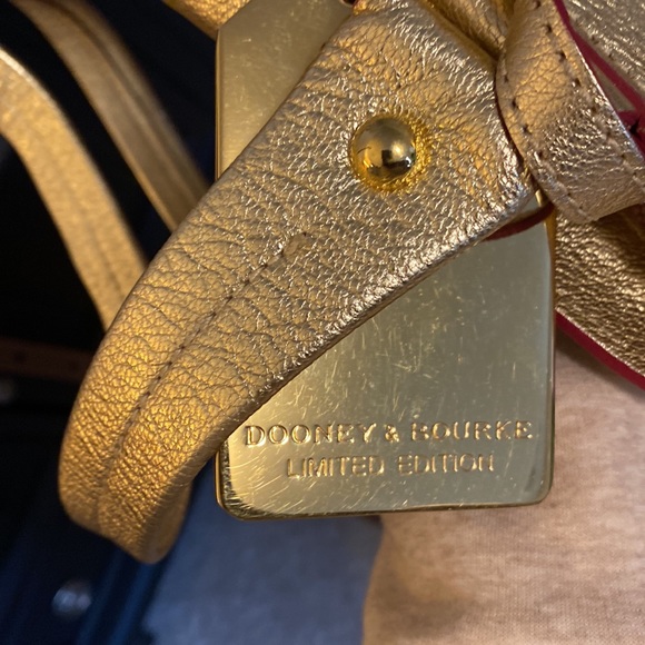 Dooney & Burke RARE Pink Trimmed Gold Bag - Picture 12 of 15